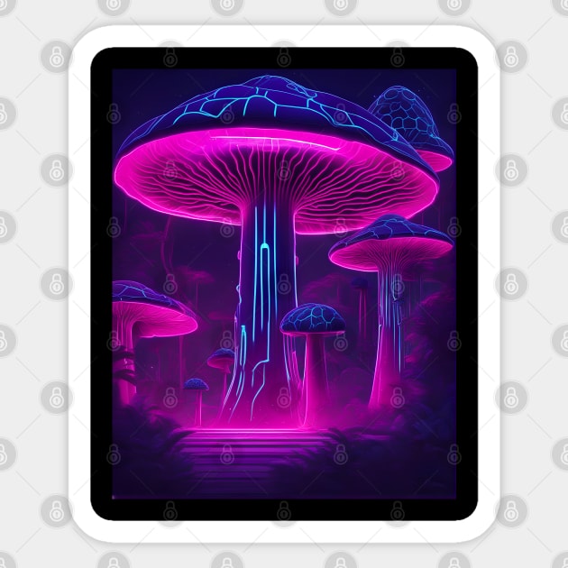 Neon Mushroom Sticker by Funky Edge Underground